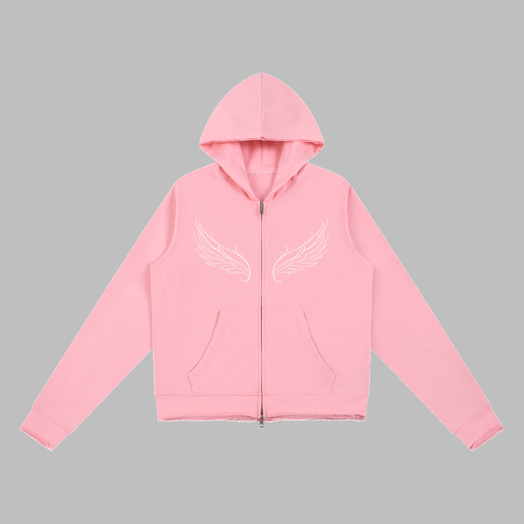 Raw Edge Zip Hoodie