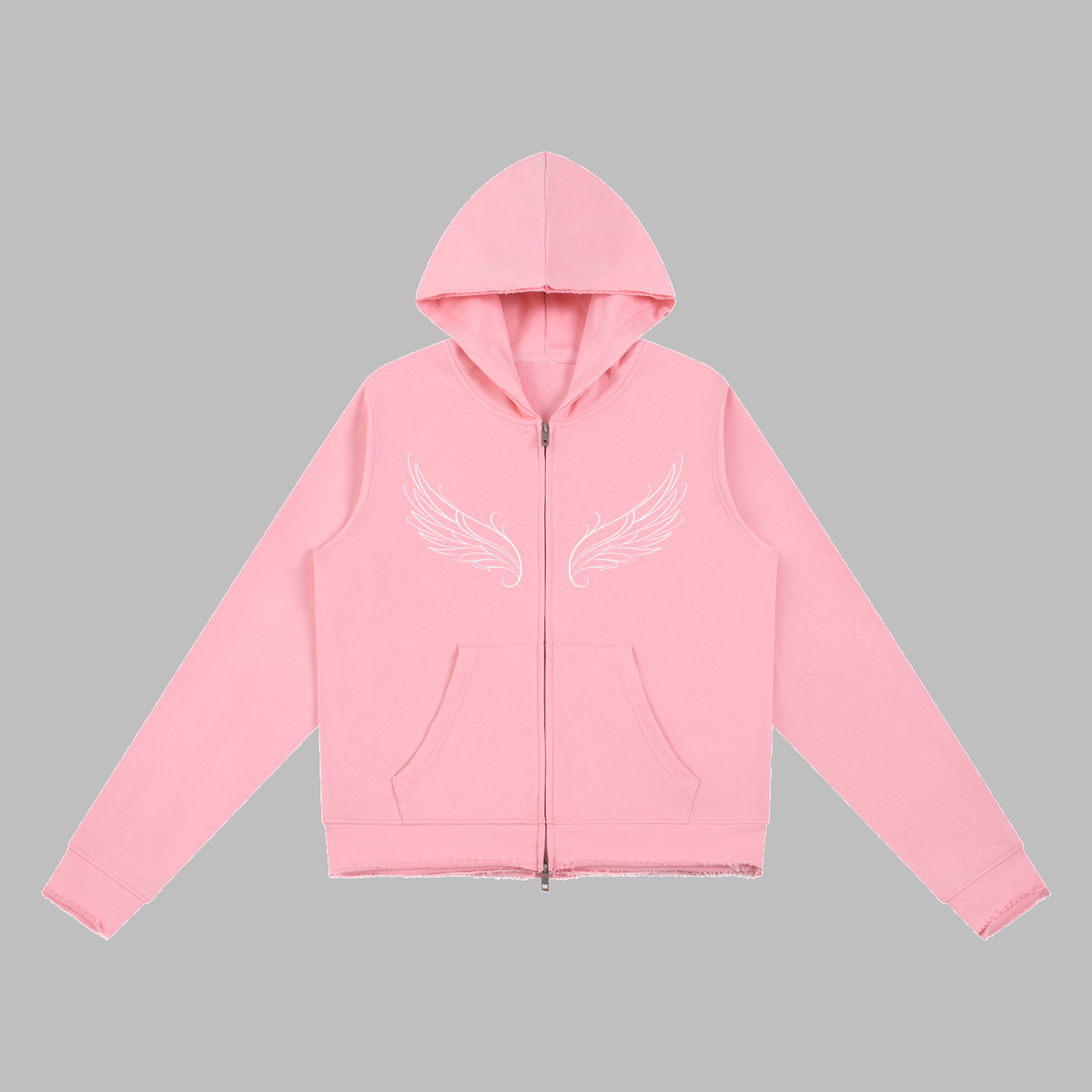 Raw Edge Zip Hoodie