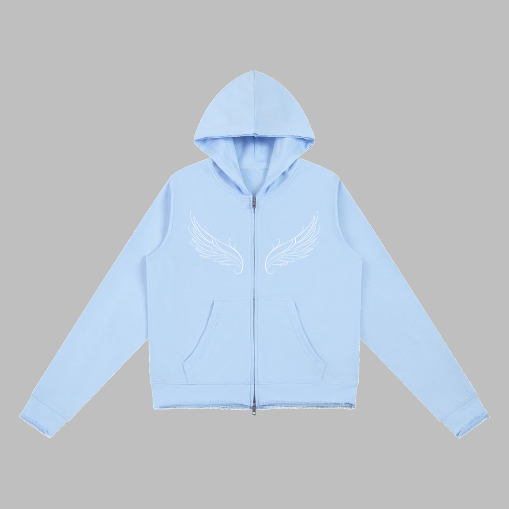 Raw Edge Zip Hoodie