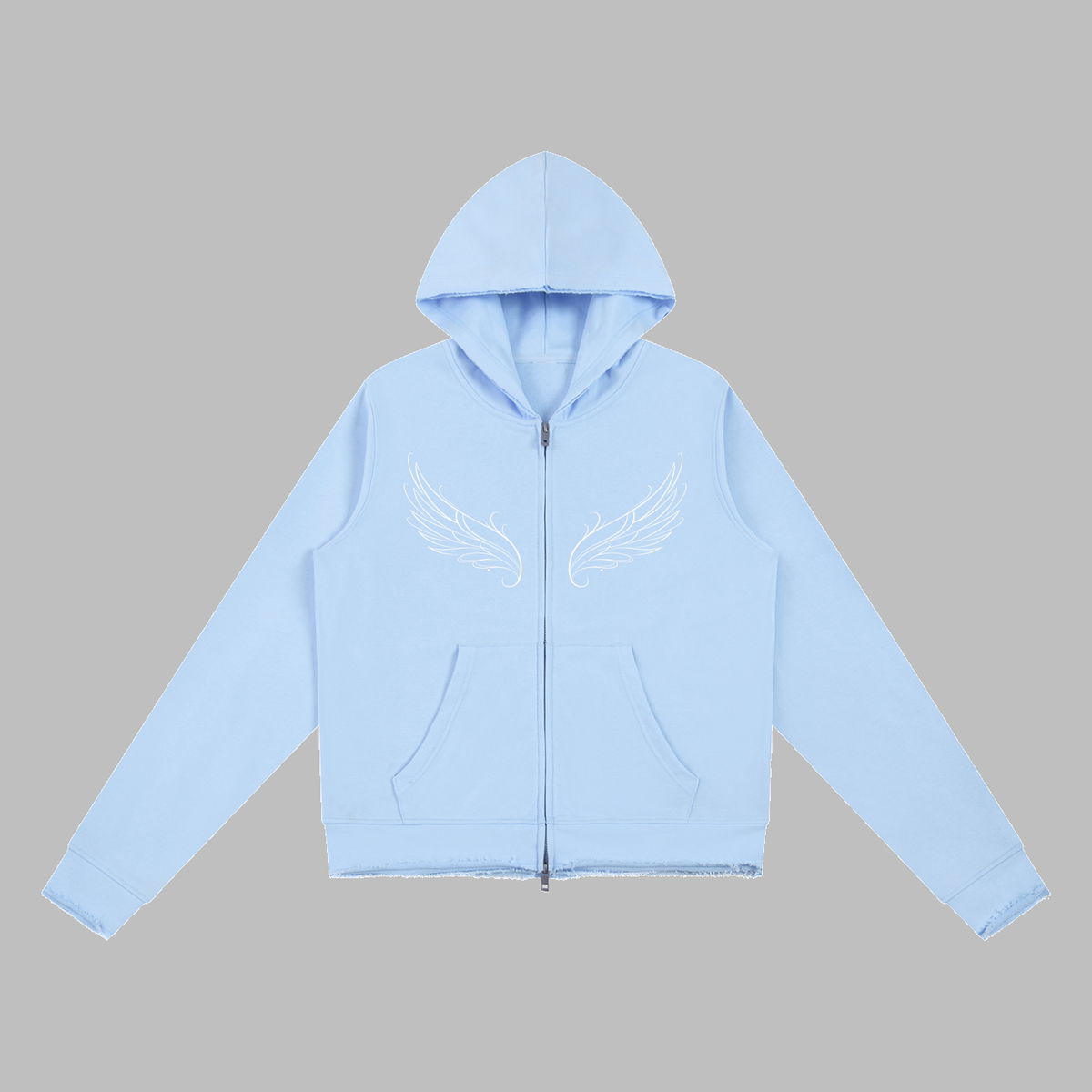 Raw Edge Zip Hoodie